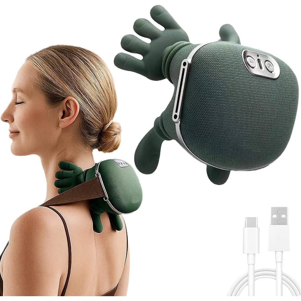 IFOXSPACE Shoulder and Neck Massager Unisex OS Green Heated Kneading Portable